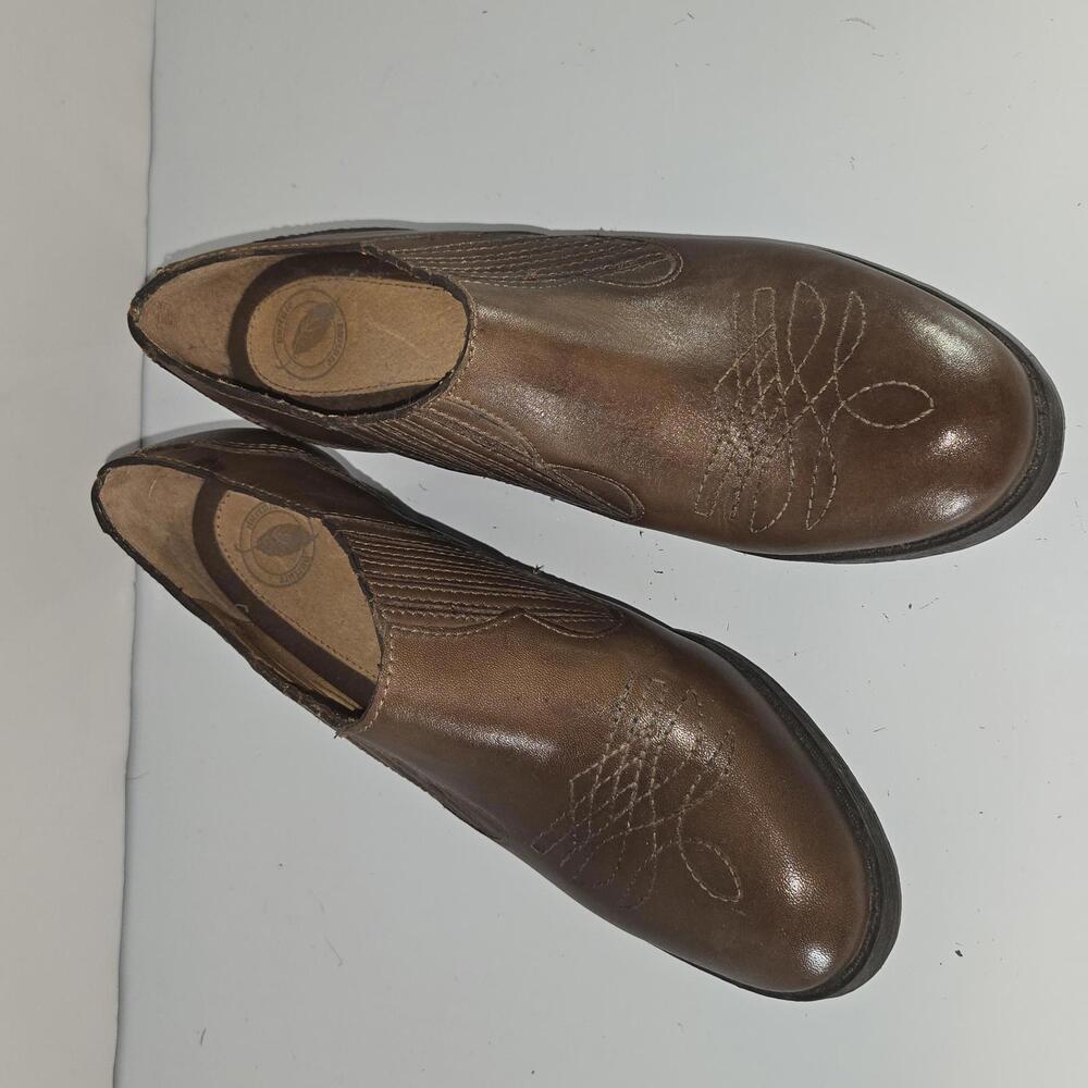 0504 Nurture by Lamaze Brown Leather Ankle Cowboy Boot Booties Shoes Size 8.5